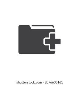 Add new folder file vector icon. filled flat sign for mobile concept and web design. File folder plus glyph icon. Symbol, logo illustration. Vector graphics