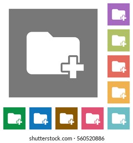 Add new folder flat icons on simple color square backgrounds