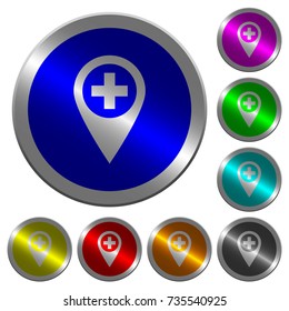 Add new GPS map location icons on round luminous coin-like color steel buttons