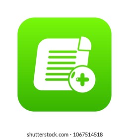 Add new icon green vector isolated on white background