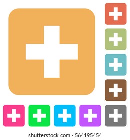 Add new item flat icons on rounded square vivid color backgrounds.