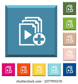 Add new item to playlist white icons on edged square buttons in various trendy colors