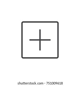 Add new line icon, outline vector sign, linear style pictogram isolated on white. Square with plus symbol, logo illustration. Editable stroke