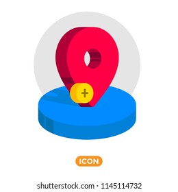 Add New Location Symbol. Vector Icon of Pin. Location on Map Symbol. 