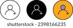 Add new member user icon lined, isolated and colored version. Adding members concept. Vector illustration
