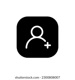 Add new member user icon vector isolated on a square background