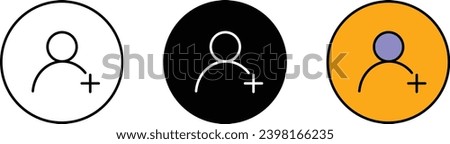 Add new member user icon lined, isolated and colored version. Adding members concept. Vector illustration