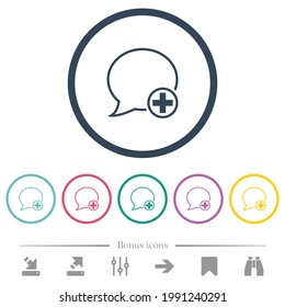 Add new message flat color icons in round outlines. 6 bonus icons included.