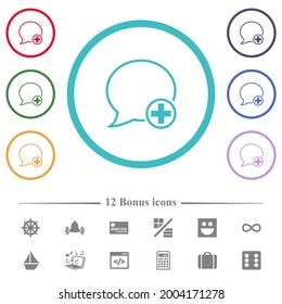 Add new message flat color icons in circle shape outlines. 12 bonus icons included.