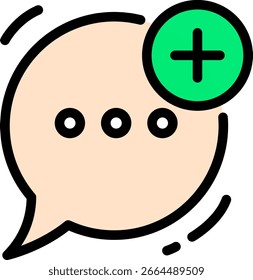 Añadir nueva Icono de mensaje, burbuja de chat con signo más