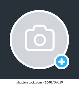 Add new photo color element. Social media button. Sign for web page, mobile app, banner, social media. Editable stroke.