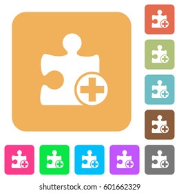 Add new plugin flat icons on rounded square vivid color backgrounds.