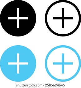 Add, new, plus icon symbol - create icons, more button in filled, thin line, outline and stroke style for apps and website. Colorful icon set, vector illustration