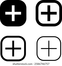 Add, new, plus icon symbol - create icons, more button in filled, thin line, outline and stroke style for apps and website. Vector icons