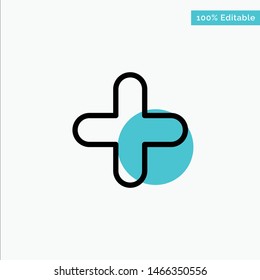 Add, New, Plus, Sign turquoise highlight circle point Vector icon. Vector Icon Template background