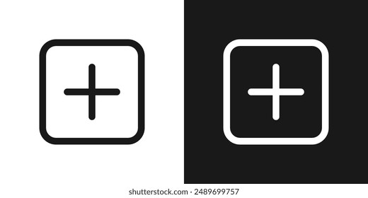 Añadir nueva post icono contorno blanco y negro conjunto. ilustrador de Vector