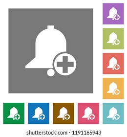 Add new reminder flat icons on simple color square backgrounds