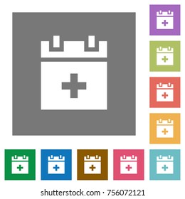 Add new schedule item flat icons on simple color square backgrounds