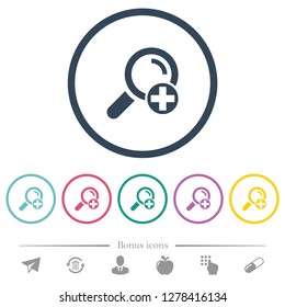 Add new search term flat color icons in round outlines. 6 bonus icons included.