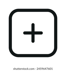 Añadir nueva Vector cuadrado aislado, más icono cuadrado de contorno con trazo editable