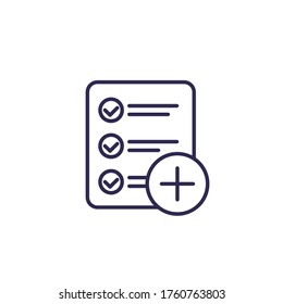 Add New Task Line Icon On White