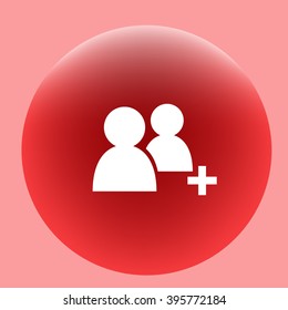 Add new user account flat icon for apps. Vector illustration