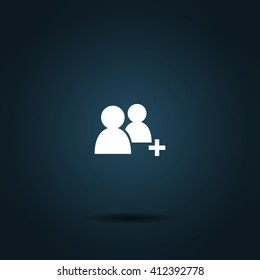 Add new user account flat icon for apps. Vector illustration