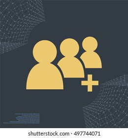 Add new user account flat icon for apps. Vector illustration