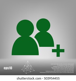 Add new user account flat icon for apps. Vector illustration