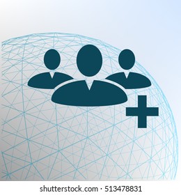 Add new user account flat icon for apps. Vector illustration