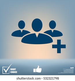 Add new user account flat icon for apps. Vector illustration