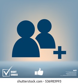 Add new user account flat icon for apps. Vector illustration