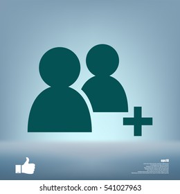 Add new user account flat icon for apps. Vector illustration
