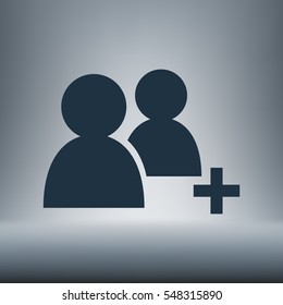 Add new user account flat icon for apps. Vector illustration