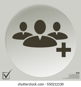 Add new user account flat icon for apps. Vector illustration
