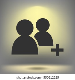 Add new user account flat icon for apps. Vector illustration