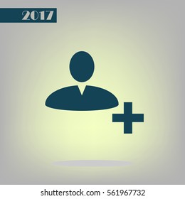 Add new user account flat icon for apps. Vector illustration