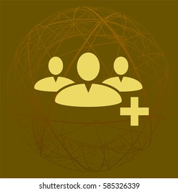Add new user account flat icon for apps. Vector illustration