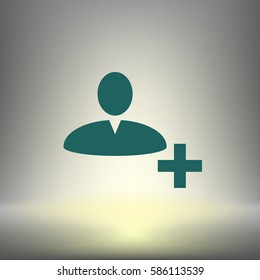 Add new user account flat icon for apps. Vector illustration