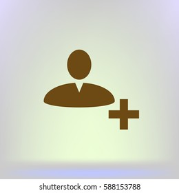 Add new user account flat icon for apps. Vector illustration