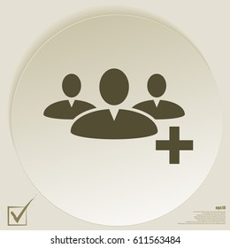 Add new user account flat icon for apps. Vector illustration