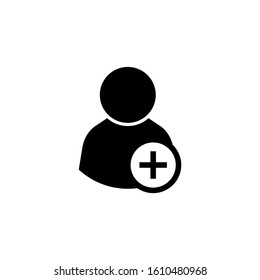 Add new user account icon, Add new friend to contacts in black flat design on white background