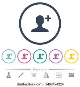 Add new user flat color icons in round outlines. 6 bonus icons included.