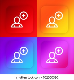 Add New User four color gradient app icon set