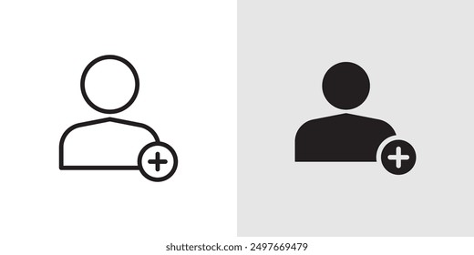 Add a new user icon Black line art vector logo set