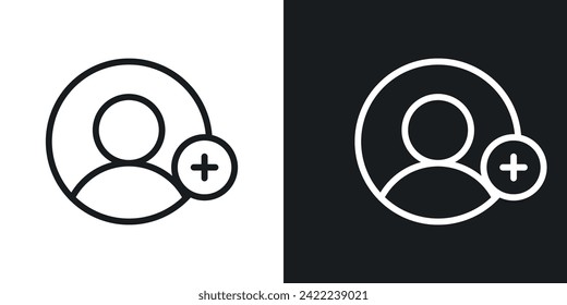 Add a New User Icon Designed in a Line Style on White Background.