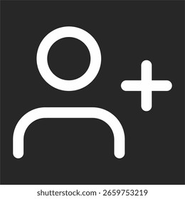 Add new user icon displayed on black background