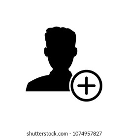 Add new user icon in flat style isolated on white background. For your design, logo. Vector illustration.