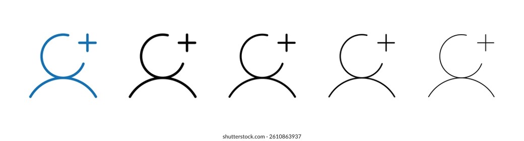 Add a new user icon Outline vector logo for web ui
