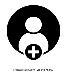 Add a new user icon with a plus symbol. add friend icon , create profile, avatar, member, follower, account, sign up, login, icons (mobile apps), and website web icon